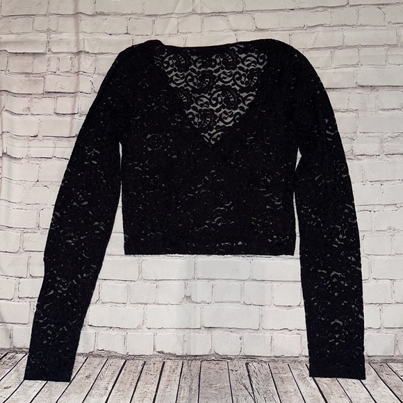EUC REVAMPED LACE LONG SLEEVE CROP TOP SZ LG - Picture 5 of 6